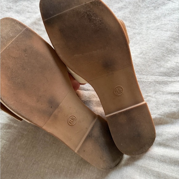 Women's White Slide Sandals with Gold Buckle - Picture 3 of 3